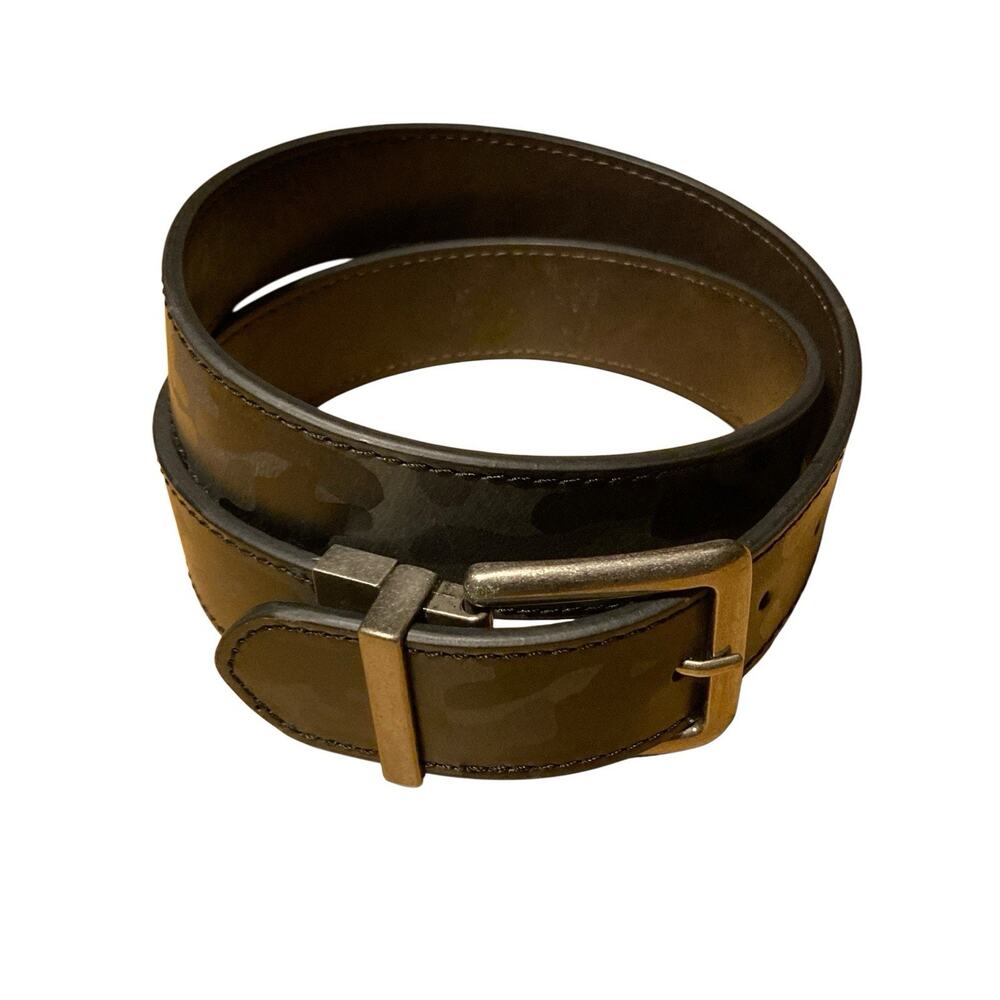 Men’s Black Camo Belt Sz 34 Bonded Leather‎ Golf Work Casual